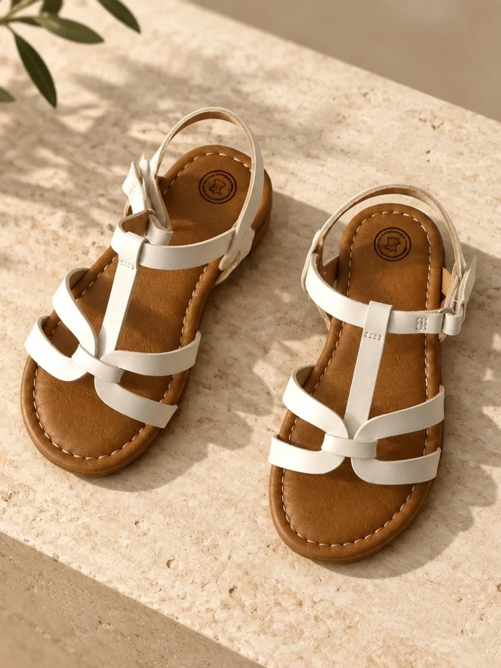 Kids White Strappy Sandals